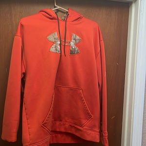 Under armour big logo blaze orange hoodie